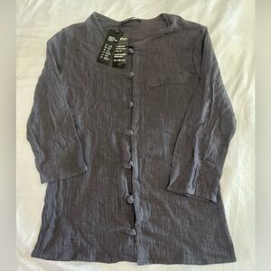 INCERUN New Button Up Grey Quarter Sleeve Women's Blouse Small SOFT BUTTON
